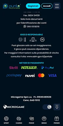 puntoscommesse metodi di pagamento
